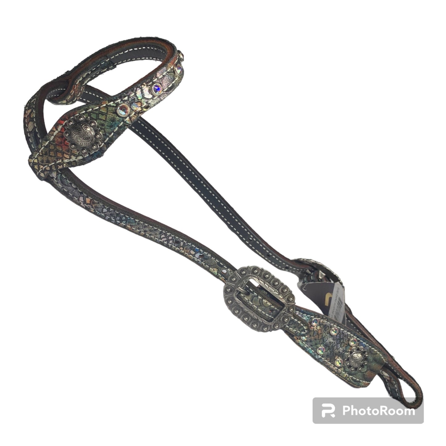 Cactus Saddlery Rainbow Snakeskin One Ear Bridle