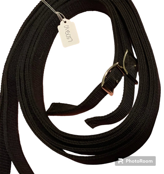 Black Nylon Split Reins- 7ft